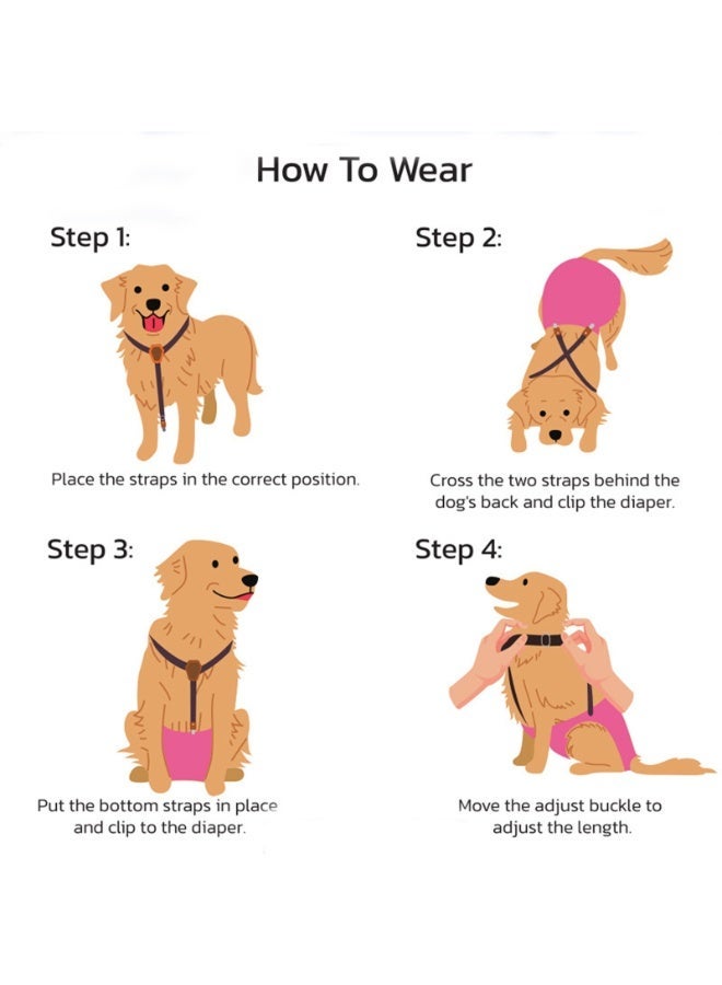 2 Pieces Pet Diaper Fasteners with Adjustable Length Pets Diaper Anti-Slip Suspender Straps for Small Medium and Large Dogs - Image 2